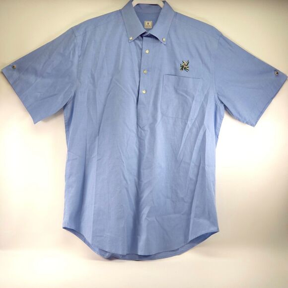 Peter Millar Med US Steel Button Down Comfort Polo Shirt Blue Country Club Golf